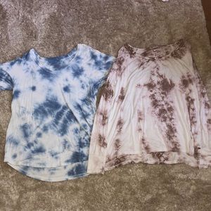 Two American Eagle tie dye “soft and sexy” shirts.